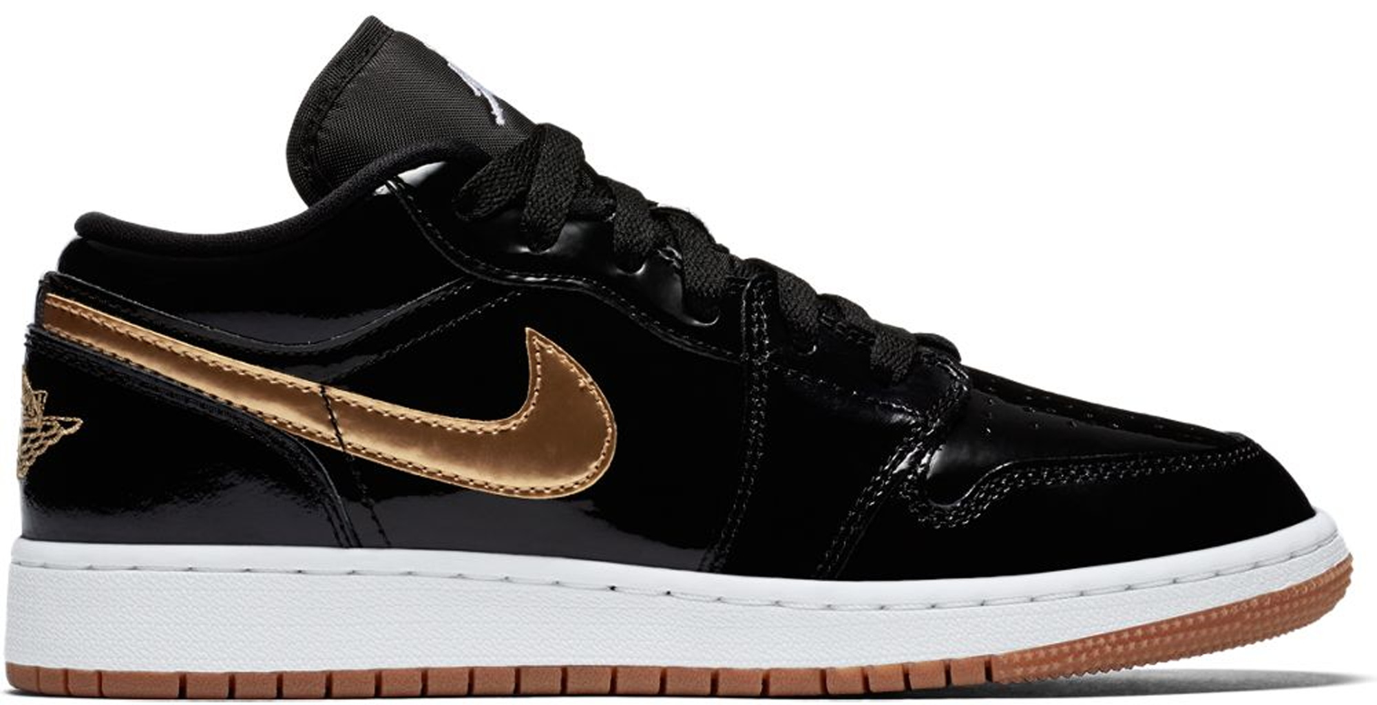 Air Jordan 1 Retro Low Black Gold Patent GS 554723 032