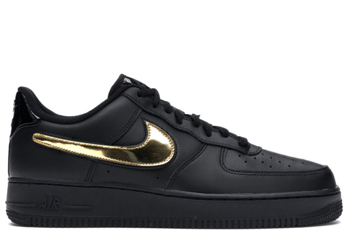 Nike Air Force 1 Black Metallic Gold Removable Swoosh Pack CT2252 001