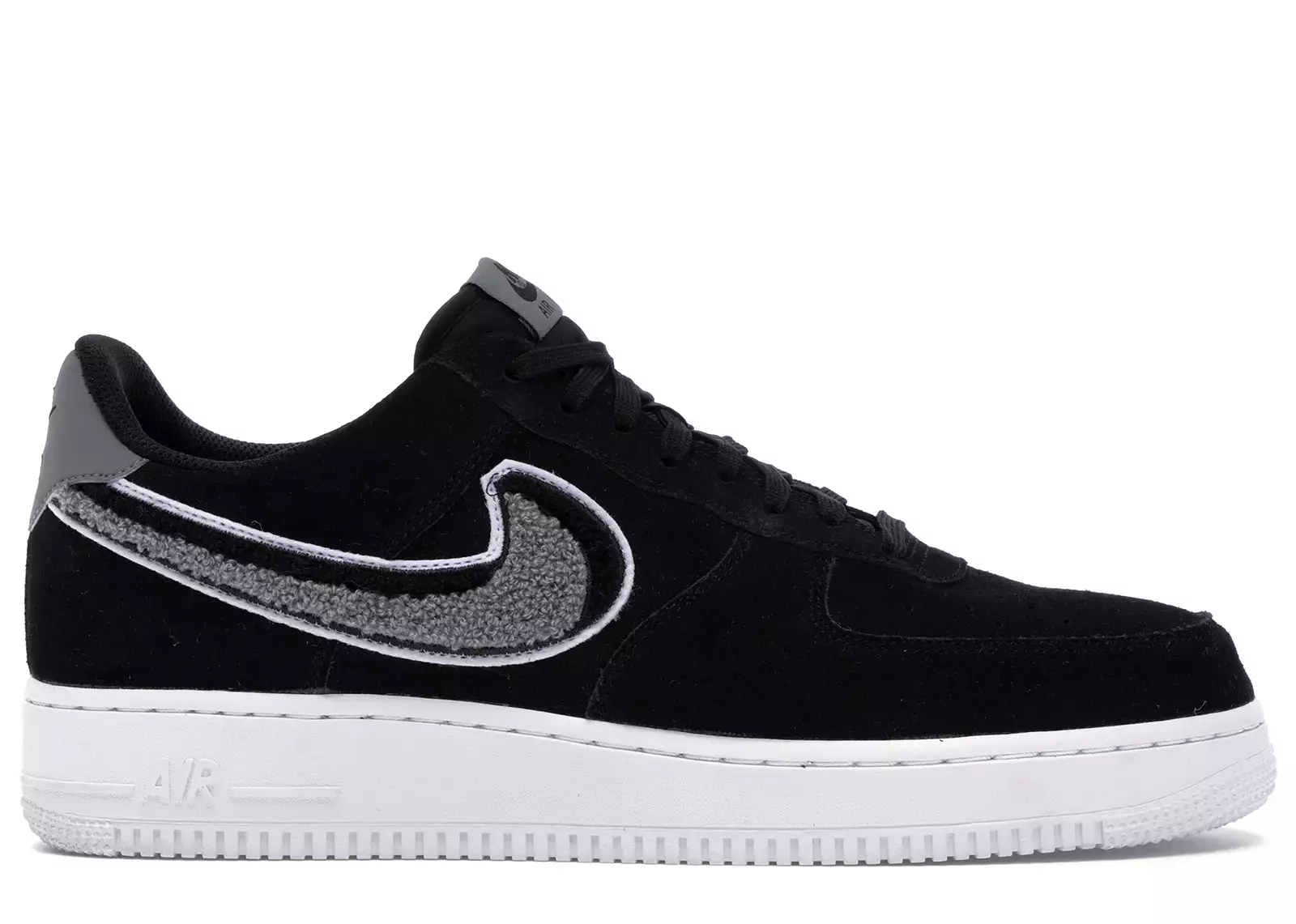 Nike Air Force 1 Low 3D Chenille Swoosh Black Cool Grey 823511 014