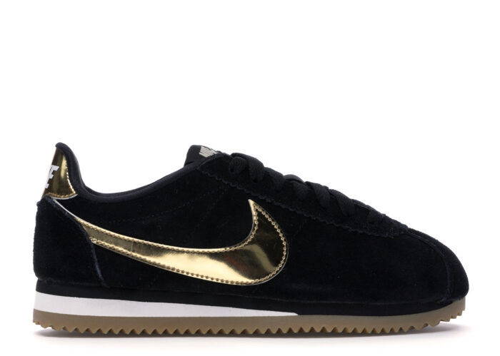 Nike cortez femme noir et doré on sale