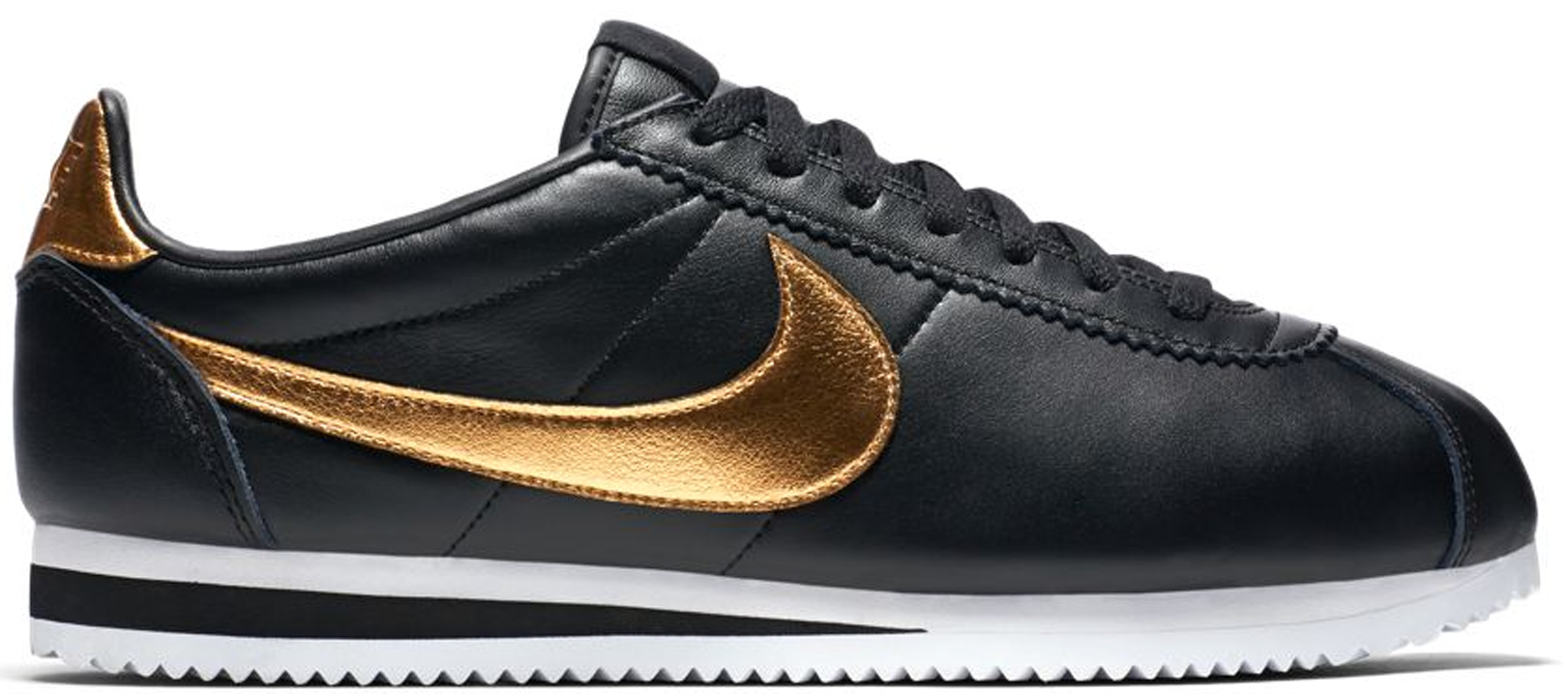 Nike cortez femme noir et doré on sale