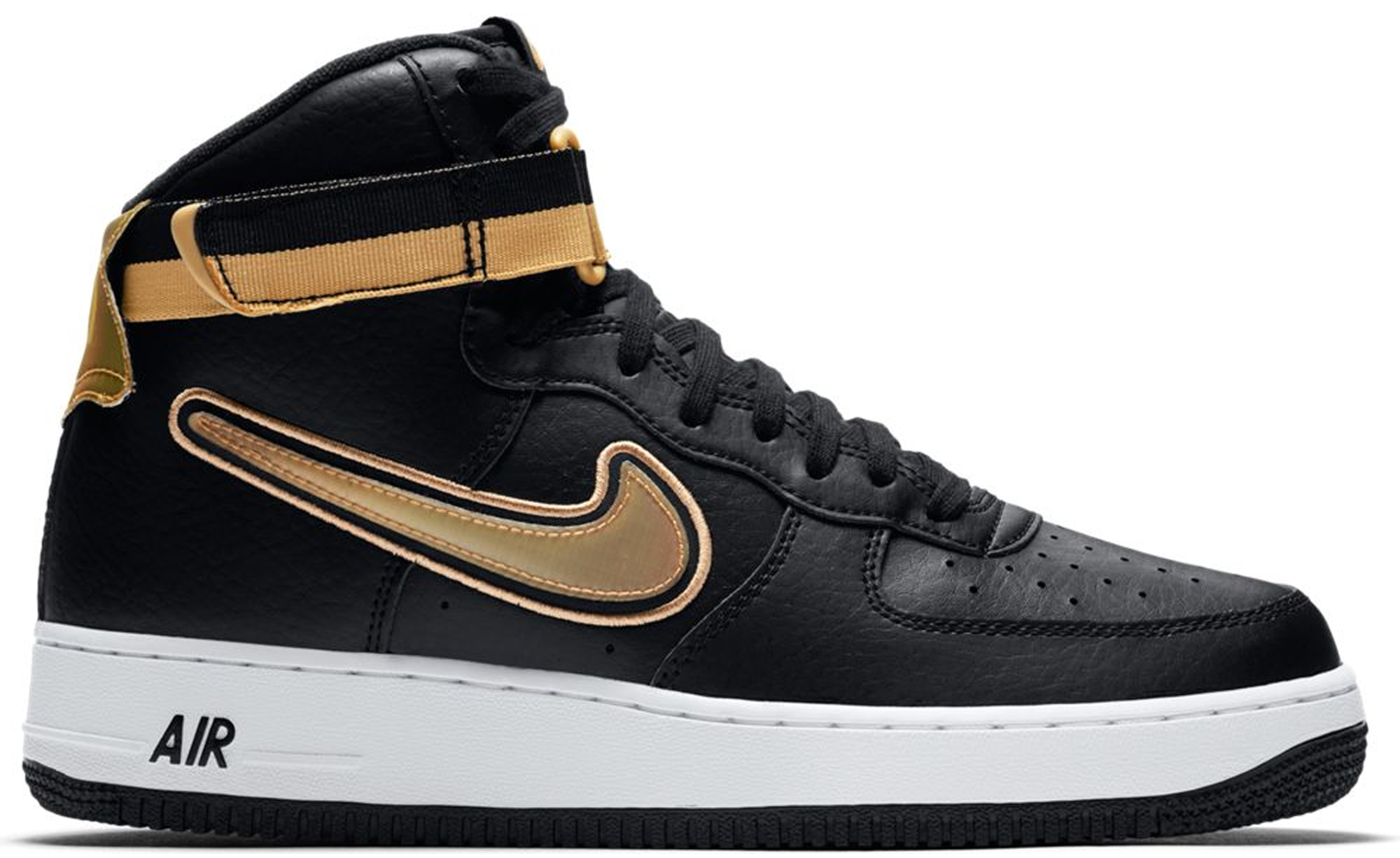 Nike air force 1 black metallic gold online