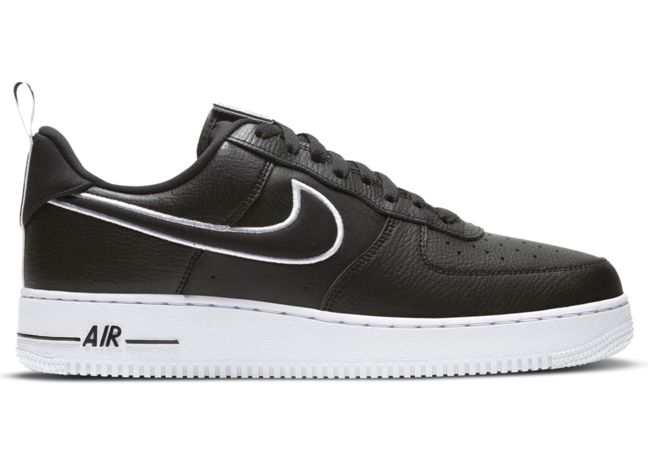 Nike air force 1 low black with white swoosh on sale