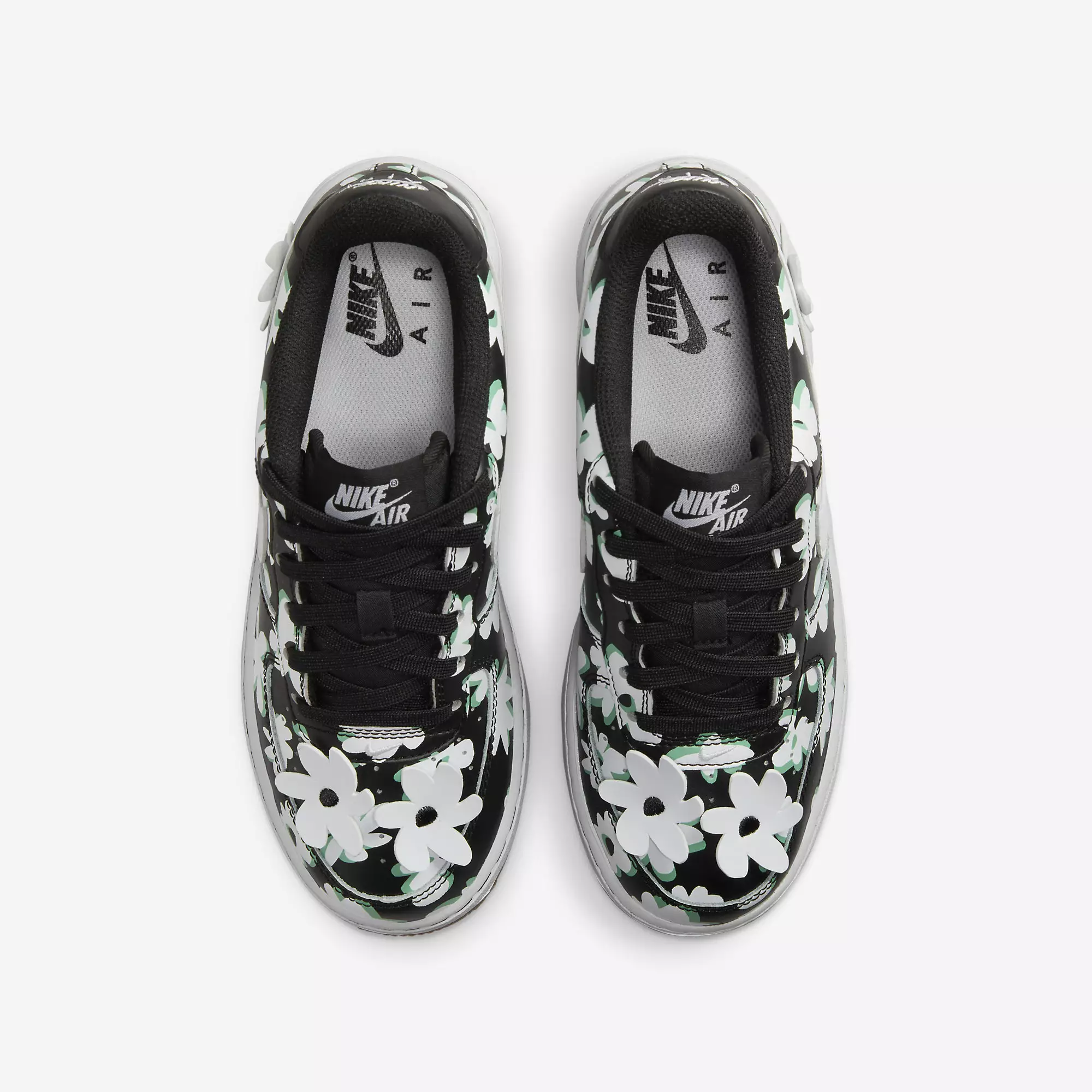 Nike Air Force 1 Low GS Black White Flowers DZ2663 001