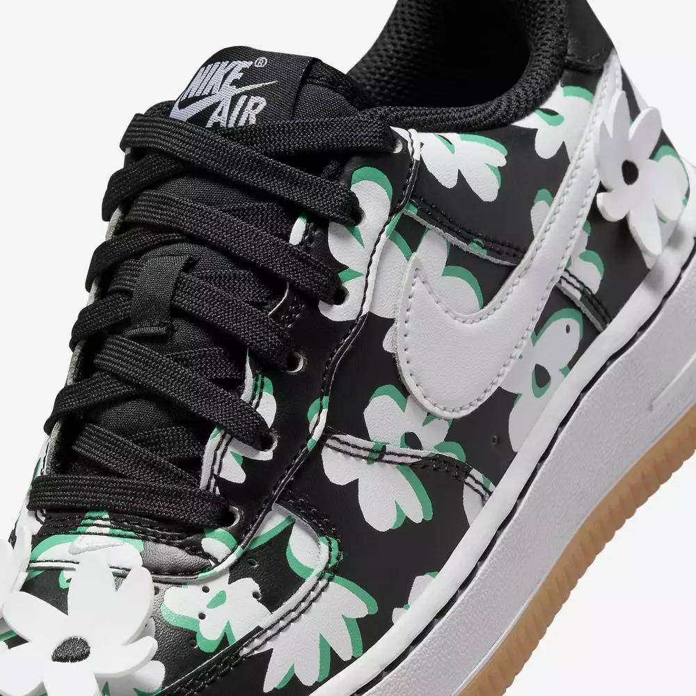 Nike Air Force 1 Low GS Black White Flowers DZ2663 001