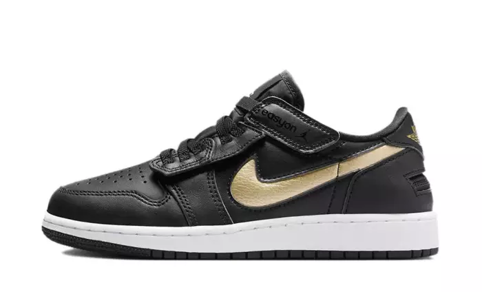 Air Jordan 1 Low FlyEase GS Black Metallic Gold